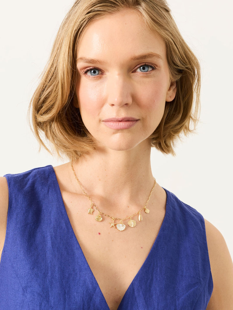 FatFace gold tone sealife charm necklace (British brand)