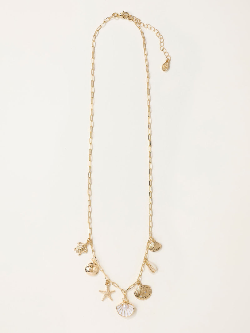 FatFace gold tone sealife charm necklace (British brand)