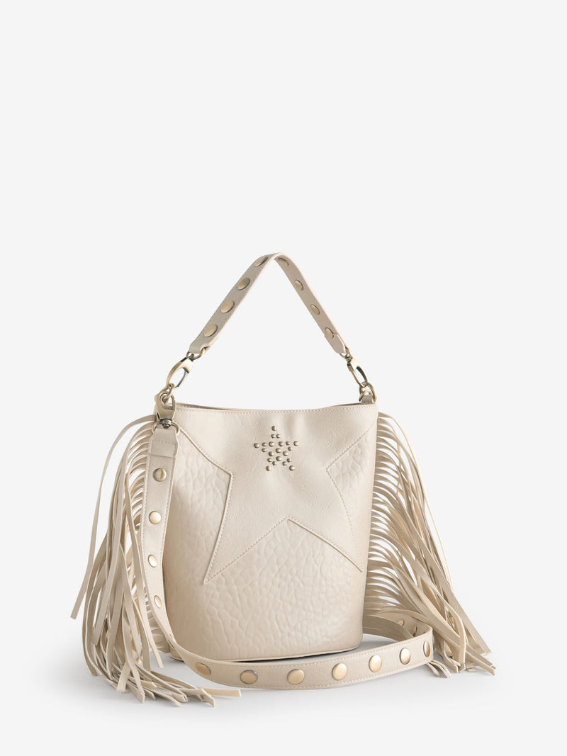 Rockett St George stone star studded tassel PU bucket bag, UK version