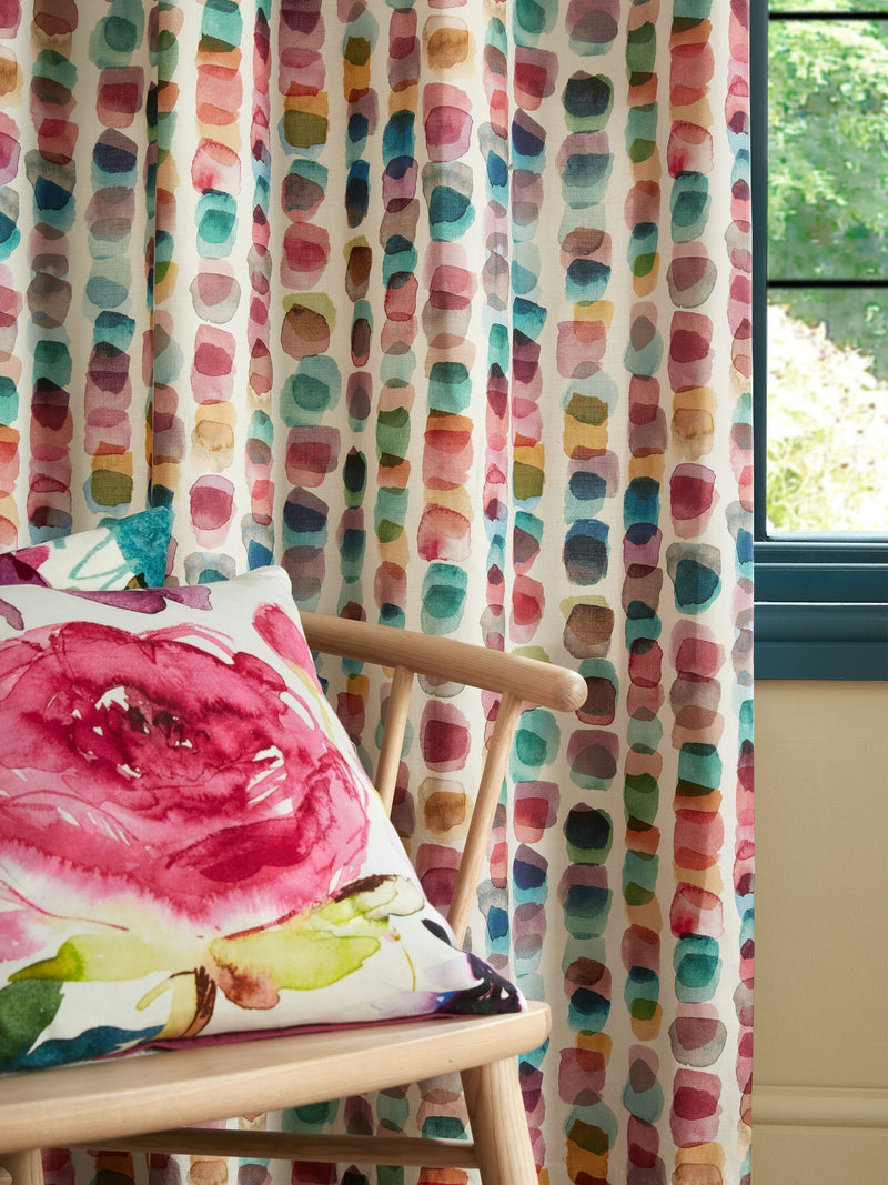 Bluebellgray Multi Pink Tobermory eyelet curtains - British product