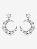Jon Richard Silver Rhodium Plated and Cubic Zirconia Clover Drop Earrings