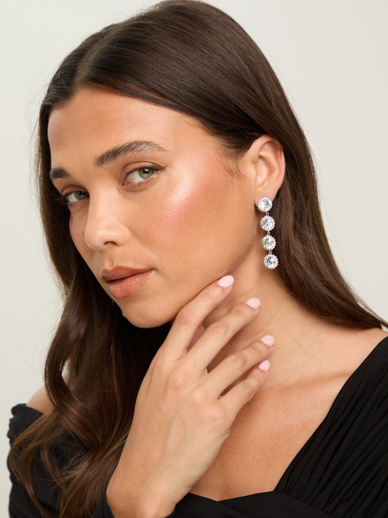 Jon Richard Crystal Statement Drop Earrings 55mm Length, UK version