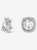 Jon Richard Silver Rhodium Plated Large Square Halo Stud Earrings