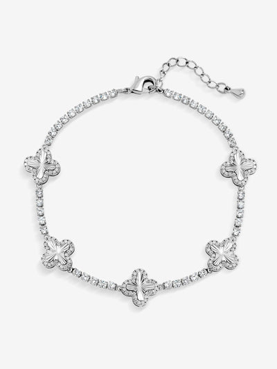 Next Jon Richard Silver Rhodium Plated Diamond Station Clover Bracelet 190.5mm- Buy online at McGrocer