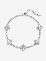 Next Jon Richard Silver Rhodium Plated Diamond Station Clover Bracelet 190.5mm- Buy online at McGrocer