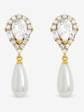 Jon Richard crystal and pearl drop earrings 7mm x 14mm, UK version