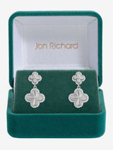Next Jon Richard Rhodium Plated Diamond Clover Drop Earrings- Buy online at McGrocer