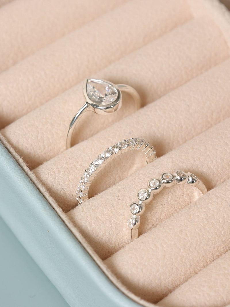 925 Sterling Silver Cubic Zirconia Pave Eternity Ring