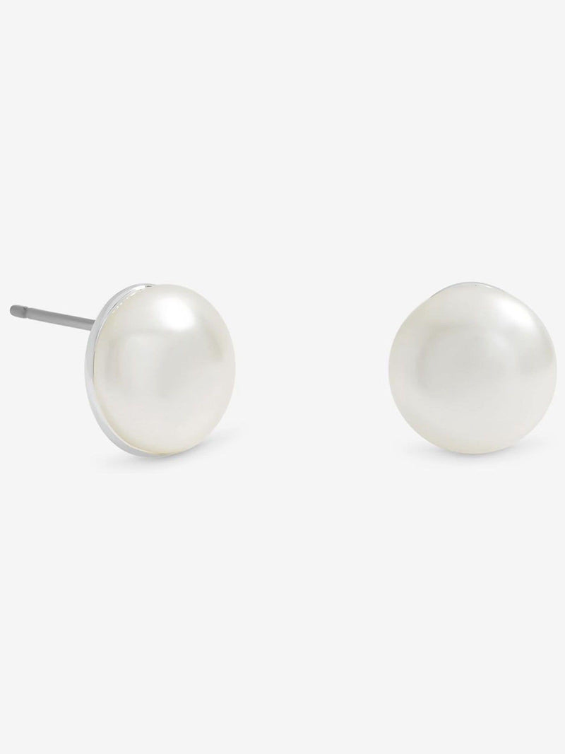 Jon Richard silver tone cream small bouton pearl earrings, UK version
