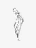 Silver Plated and Pave Contemporary Long Brooch with Pin Fastening, 60mm