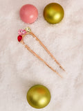 Kitsch red, pink and green gemstone French hair pin, UK version