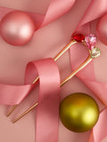 Kitsch red, pink and green gemstone French hair pin, UK version
