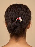 Kitsch red, pink and green gemstone French hair pin, UK version