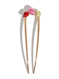 Kitsch red, pink and green gemstone French hair pin, UK version