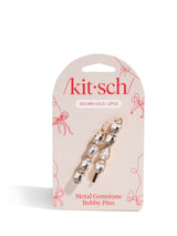 Kitsch Metal Gemstone Bobby Pins White Hair Pins 2 Piece Set