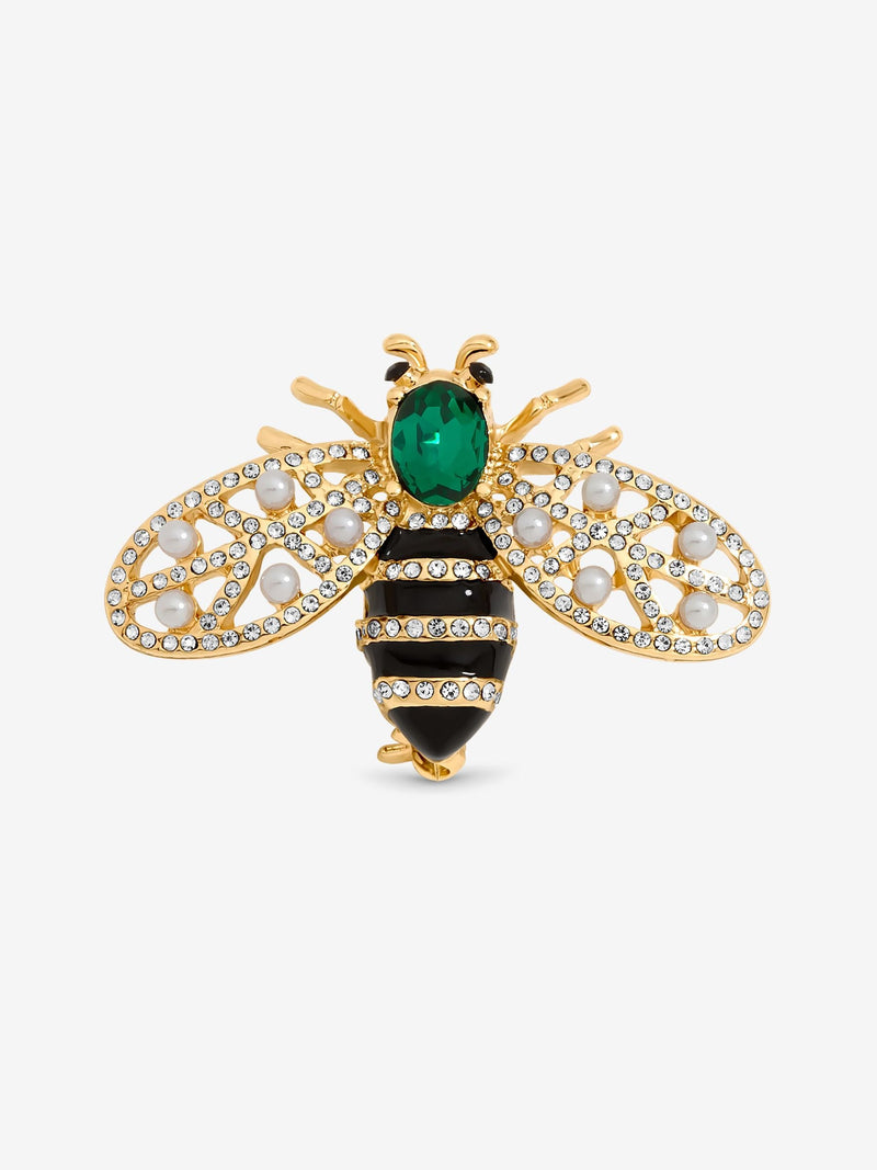 Gold Plated and Crystal Bumble Bee Brooch in Gift Box