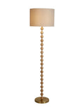 Searchlight Beige Orbie floor lamp, wood base, linen shade, UK version