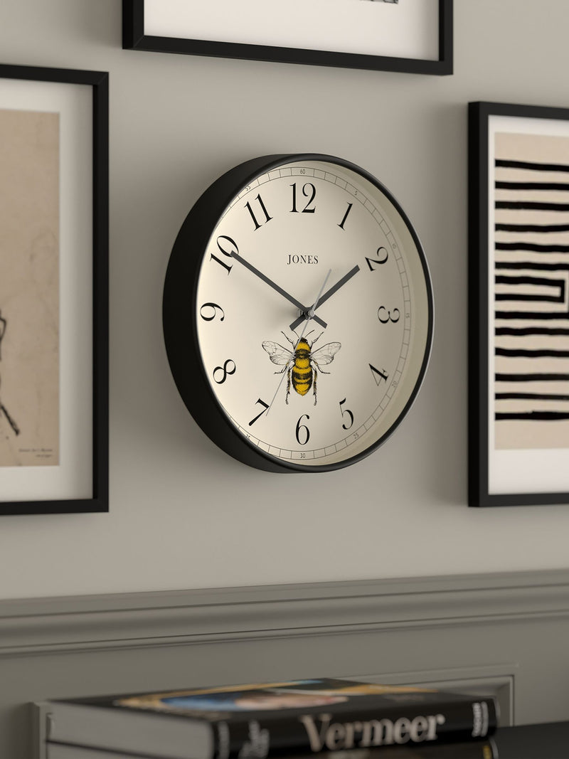Jones Clocks Black Bee Wall Clock 30cm, UK version