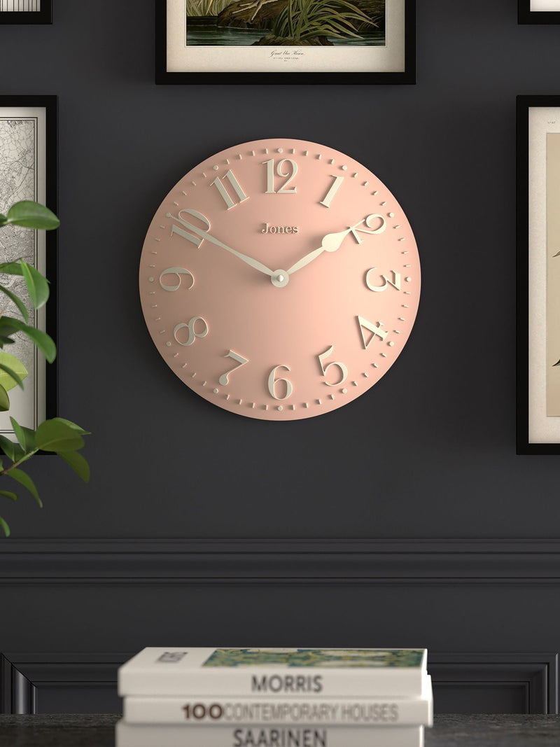 Jones Clocks Rose Pink Betty Convex Wall Clock 30cm