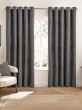 Furn Charcoal Verso Reversible 100% Blackout Eyelet Curtains