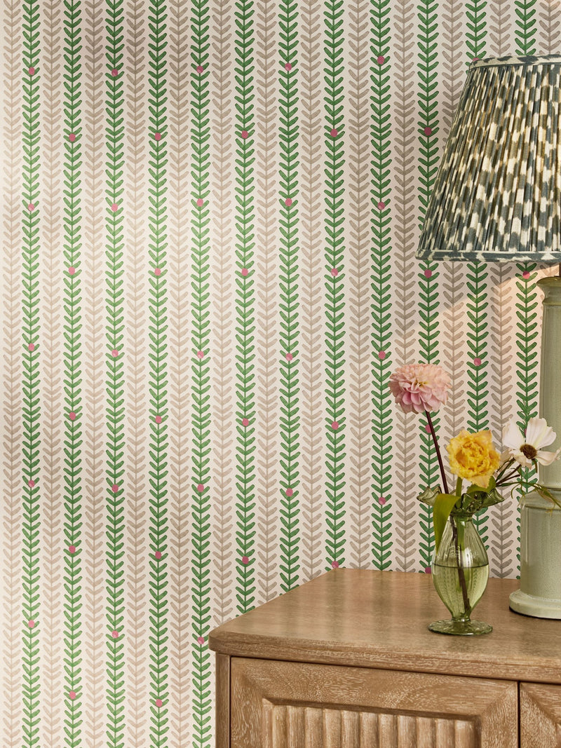 Wallpaper sample Painterly Stripe Green A4 - British product