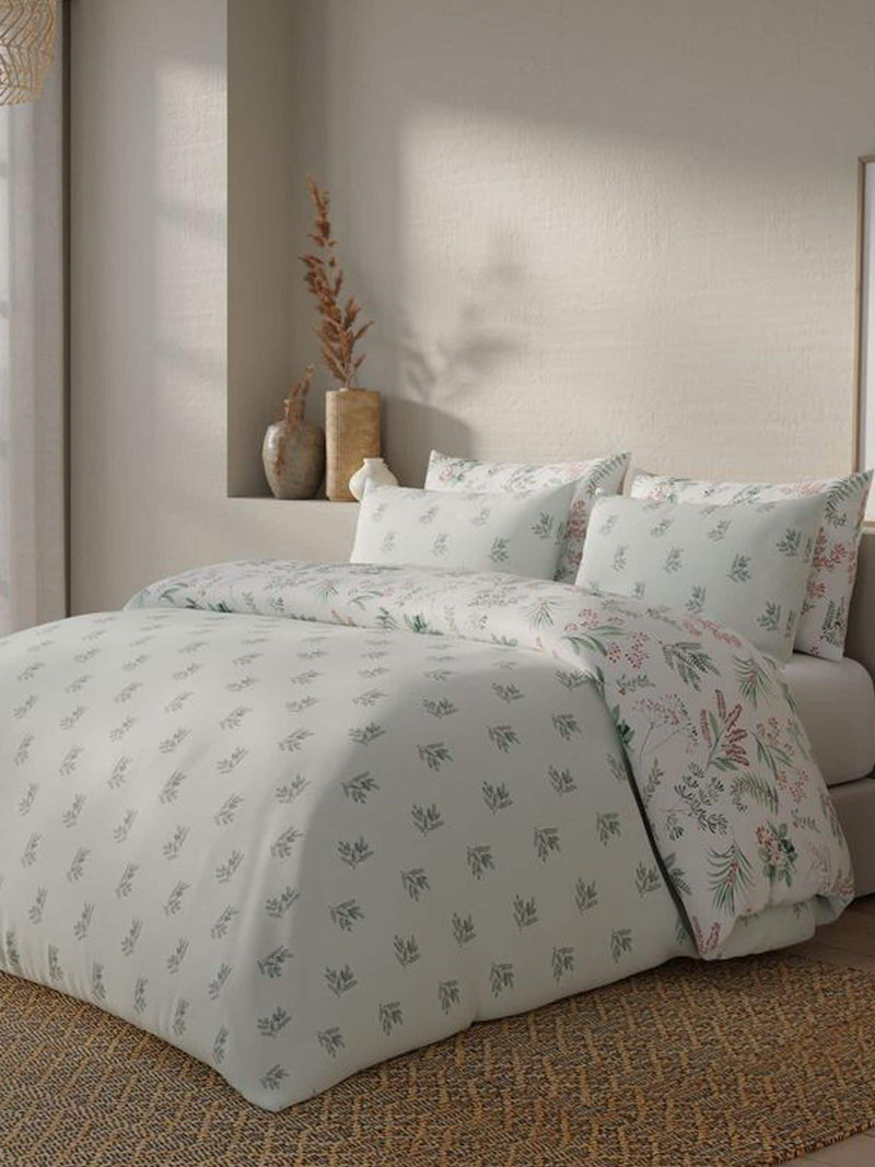 Vantona natural sprig brushed cotton quilt cover set (British brand)