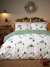 Vantona Red/Green Christmas Snowmen Quilt Cover Set