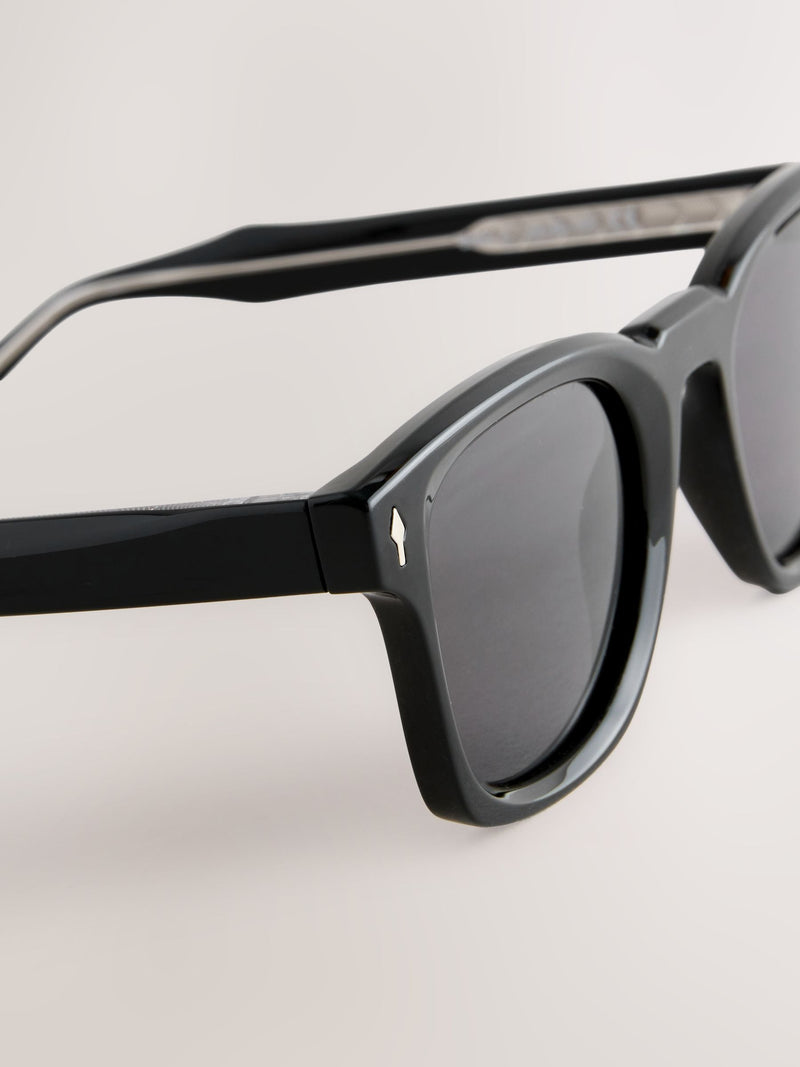 Black preppy chunky polarised sunglasses, UK version