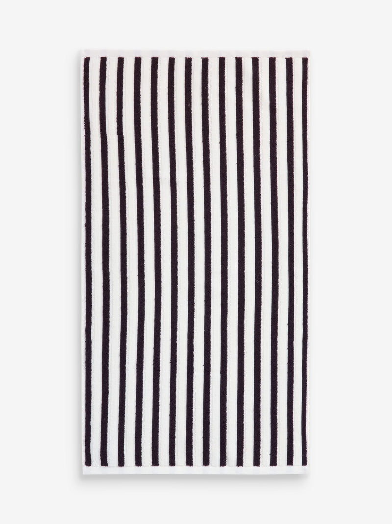 Black and white stripe cotton towel, imported from the UK