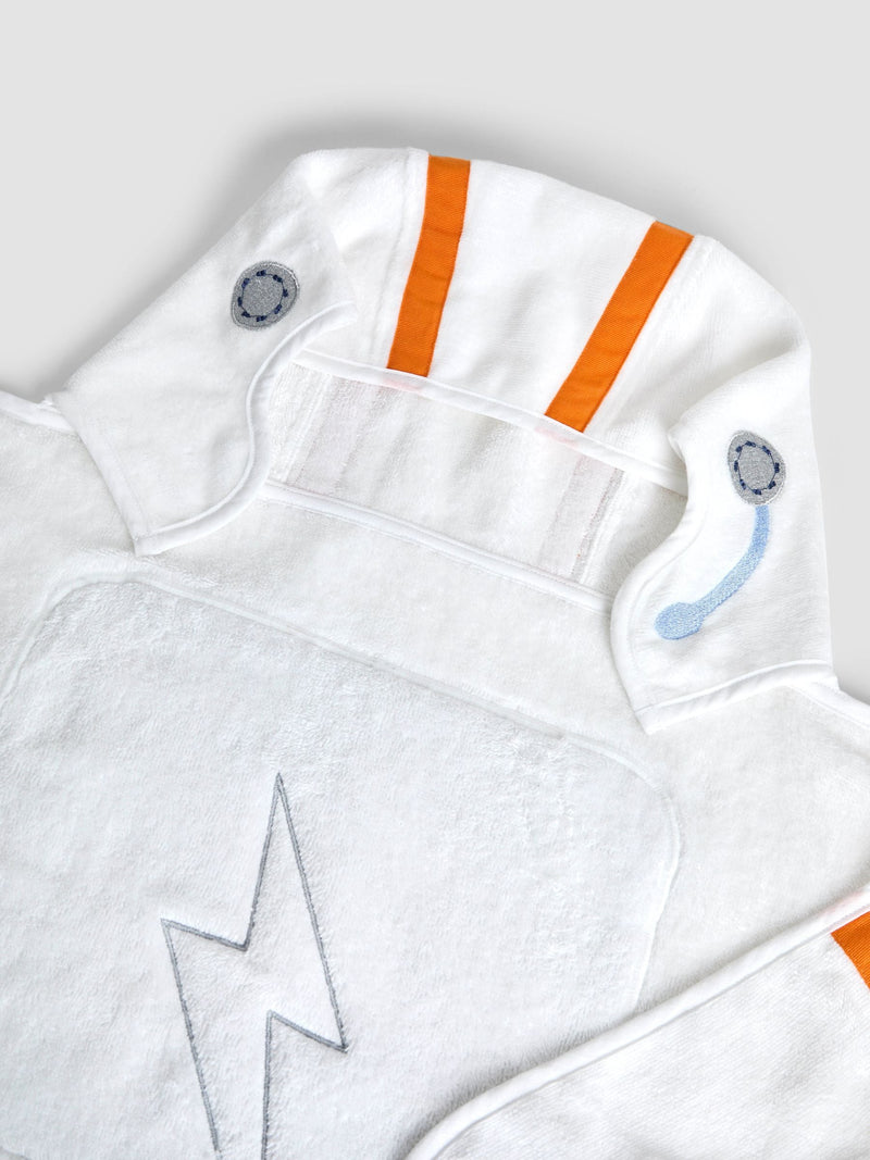 JoJo Maman Bébé white personalised space astronaut hooded towel (British brand)