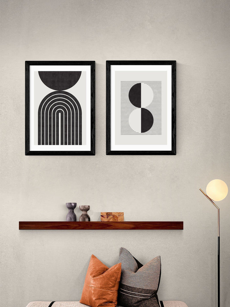 Crayon Studio black abstract circle prints set of two - British product