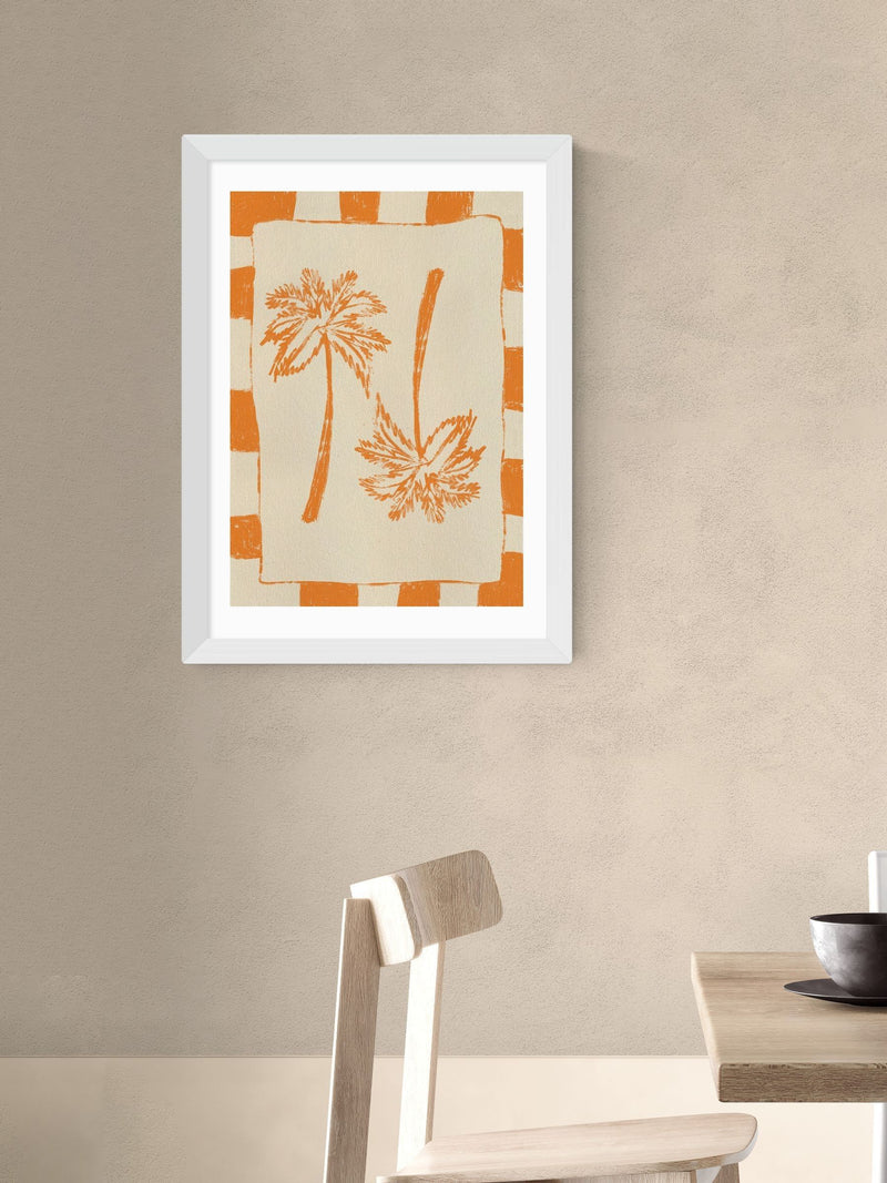 East End Prints White Palm Paradise Orange Wall Art Print - British product
