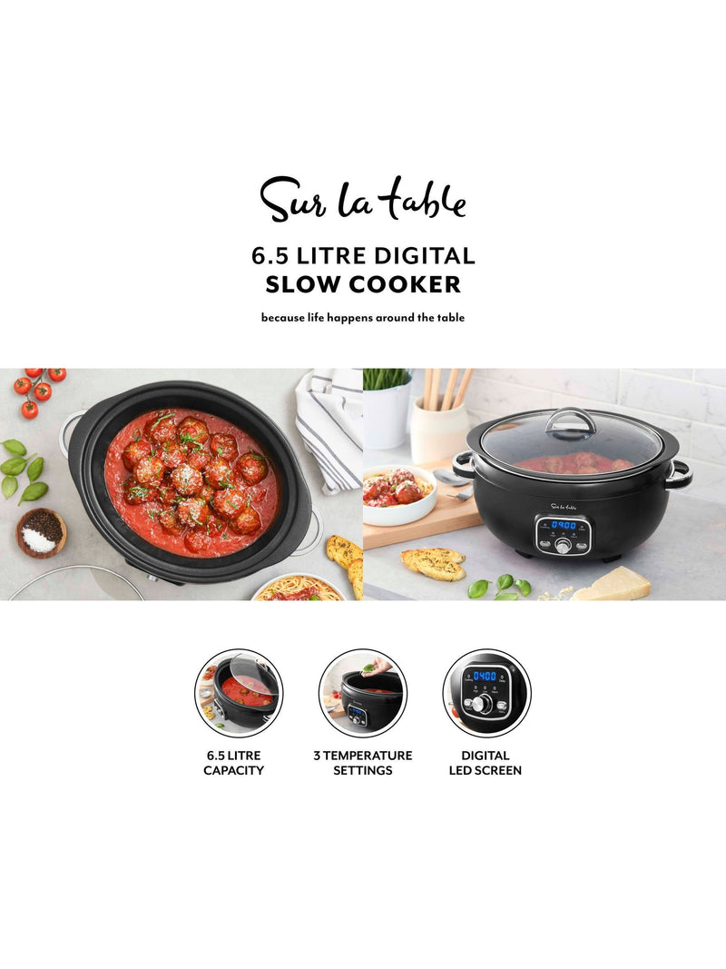 Sur La Table Black Core 6.5 Litre Digital Slow Cooker