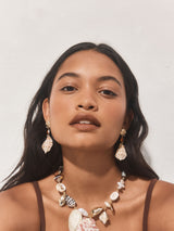 Next Gold Tone Shell Gemstone Drop Earrings- Buy online at McGrocer