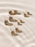 Gold tone stainless steel sparkle stud earrings 5-pack, imported from the UK