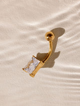 Next Gold Tone Stainless Steel Belly Bar with Cubic Zirconia- Buy online at McGrocer