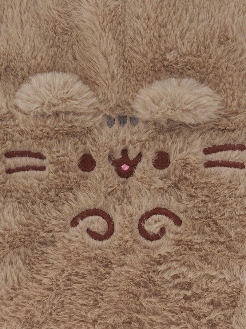 Pusheen brown hot water bottle with eye mask, UK version