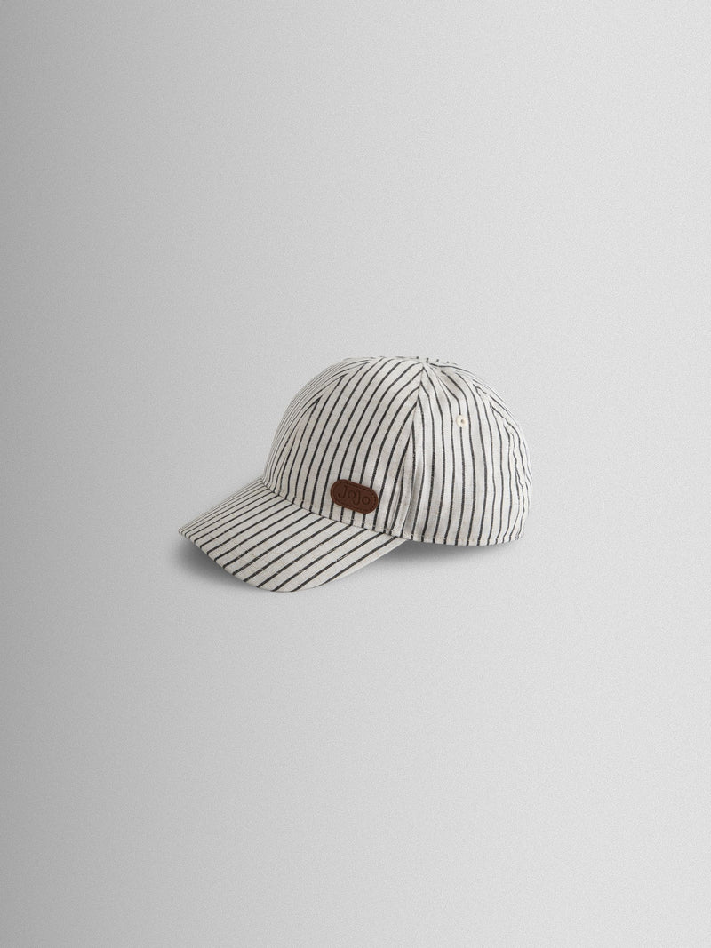 JoJo Maman Bébé ecru striped baby cap (British brand)