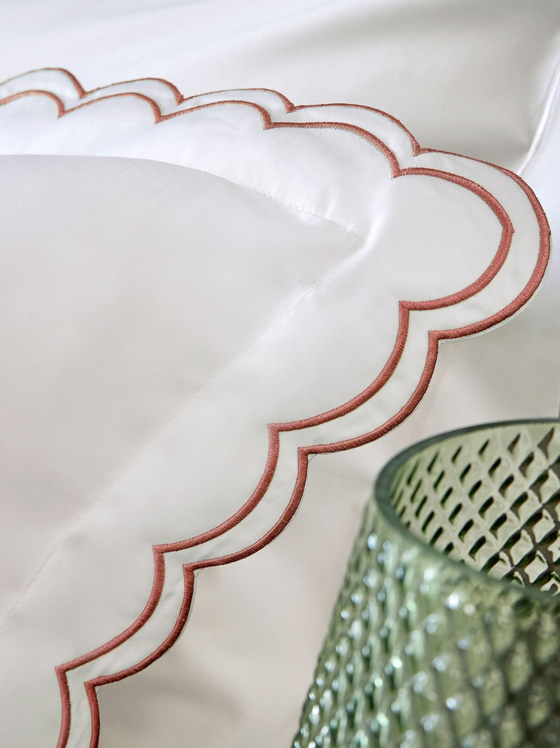 Christy cotton sateen pillowcase pair scalloped edge, UK version