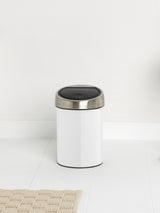 Next Brabantia White Touch Bin 3L Bathroom Bin- Buy online at McGrocer