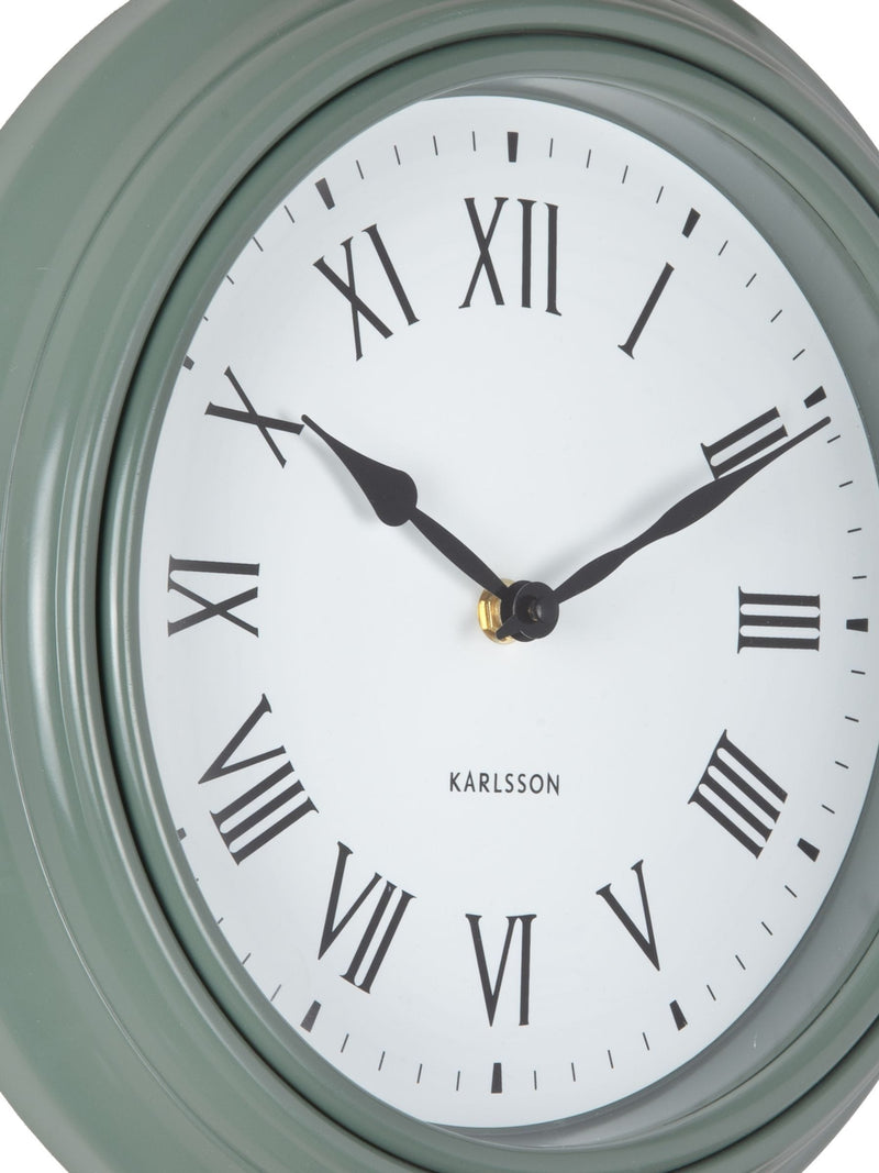 Karlsson jungle green Roman numeral wall clock (British brand)