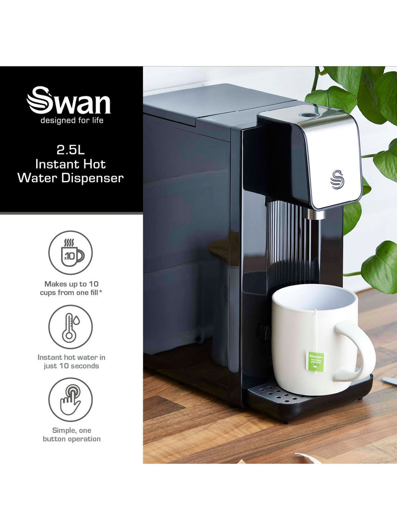 Swan Black Instant Hot Water Dispenser 2.5L (British brand)