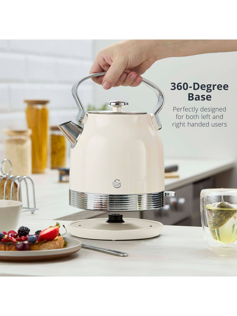 Swan Cream Retro Traditional Electric Kettle 1.7 Litre (British brand)