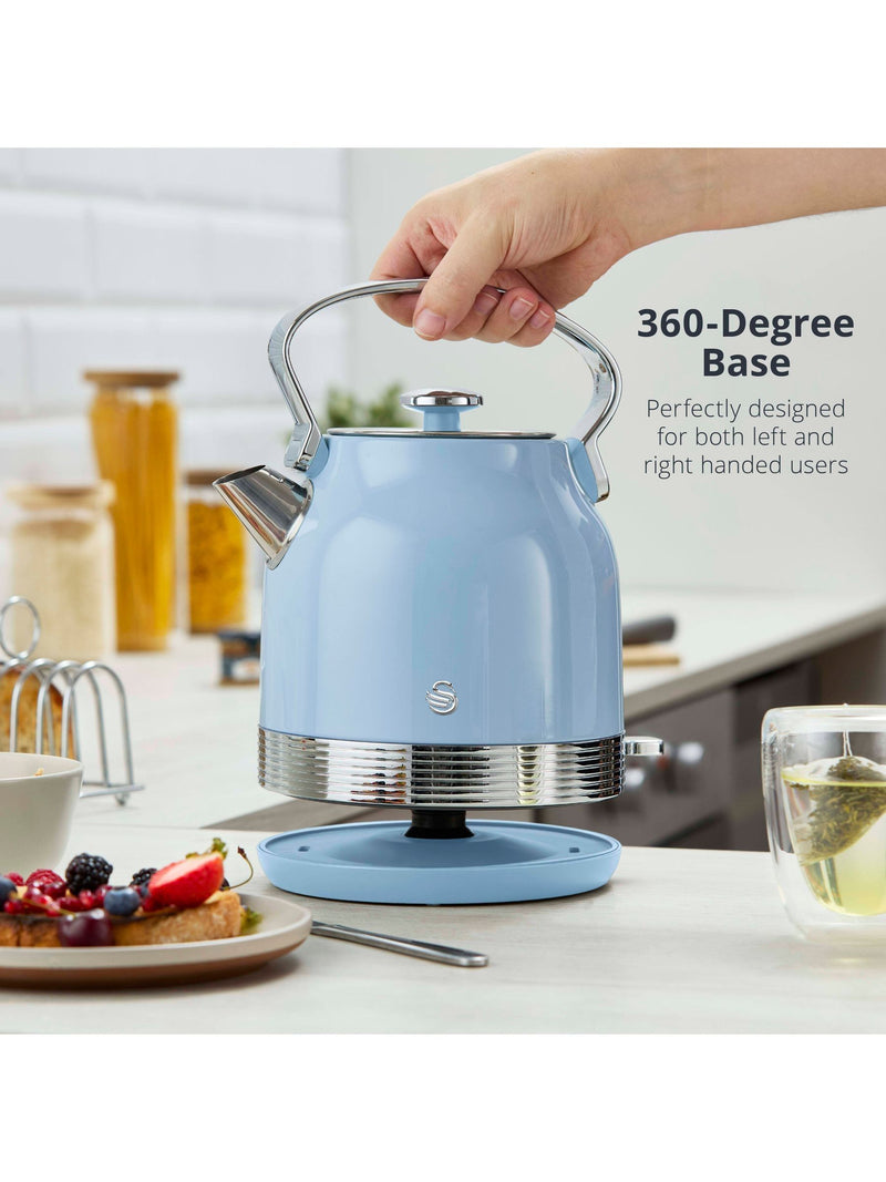 Swan Blue 1.7L Retro Kettle, imported from the UK