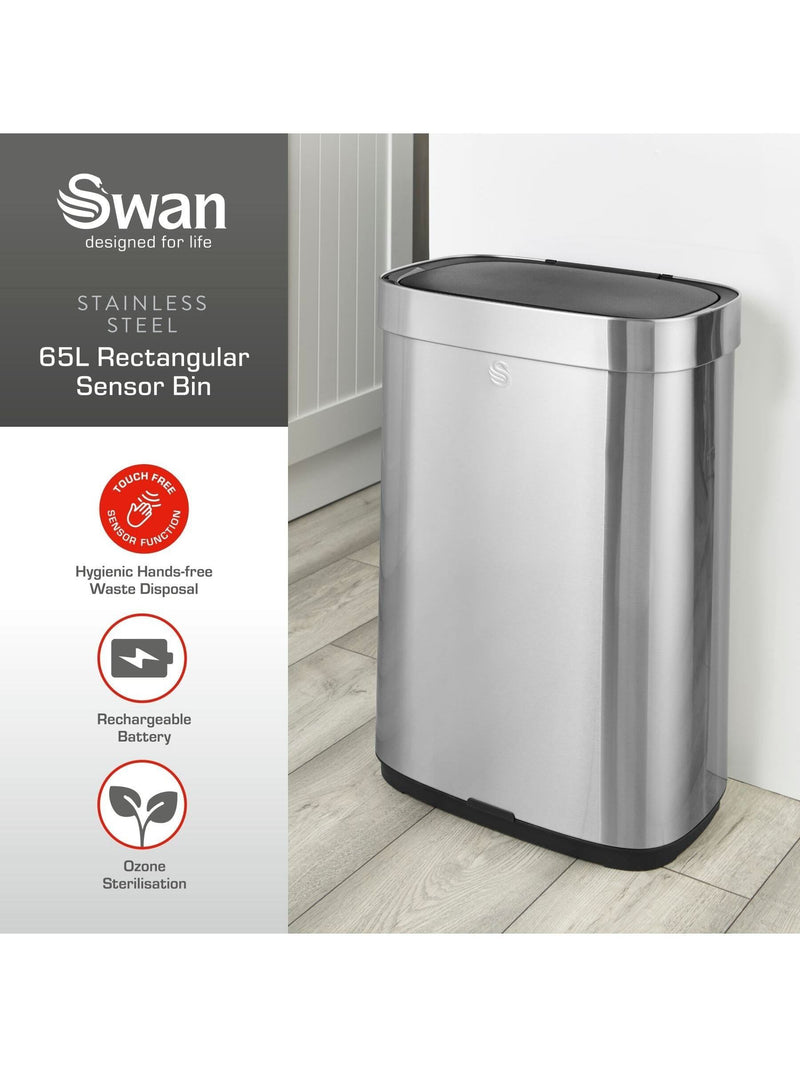 Swan stainless steel rectangular sensor bin 80L (British brand)