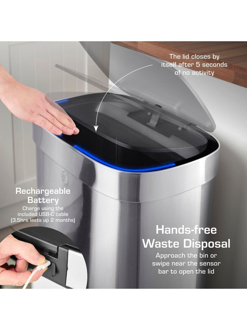 Swan stainless steel rectangular sensor bin 80L (British brand)