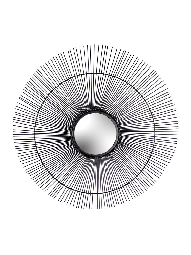 Paoletti black wire wall mirror 70cm, imported from the UK