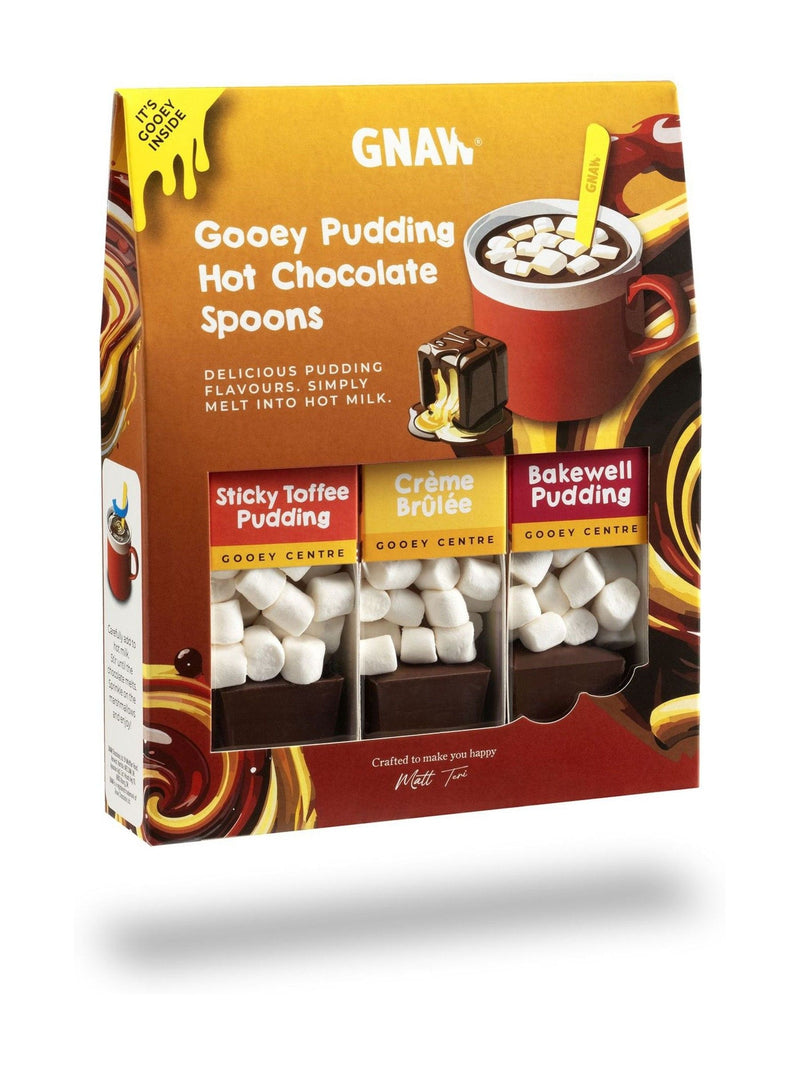 Gooey Pudding Hot Chocolate Spoon Set with three flavours, UK version