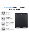 Tower black 40L pedal bin (British brand)