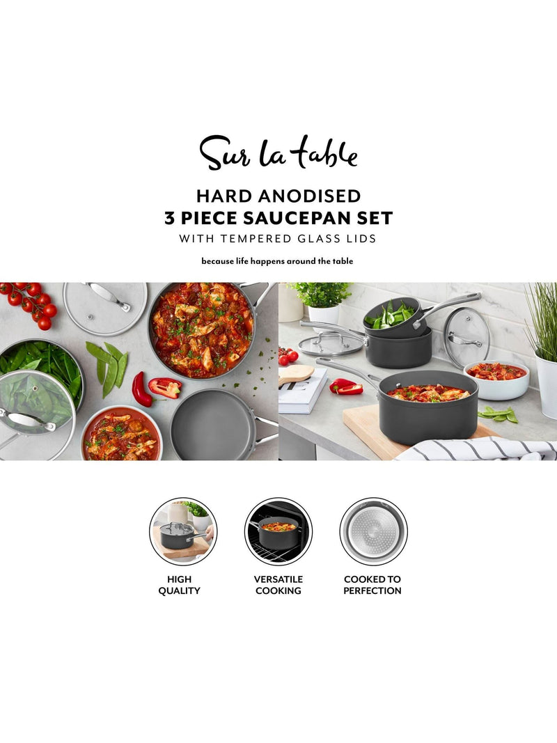 Sur La Table grey hard anodised saucepan set, imported from the UK